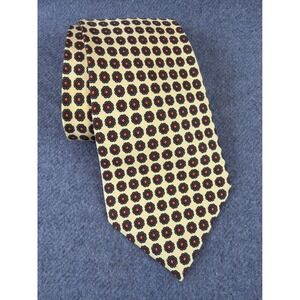 Polo Ralph Lauren Tie Mens Cream Floral Medallion 100% Silk Hand Made USA